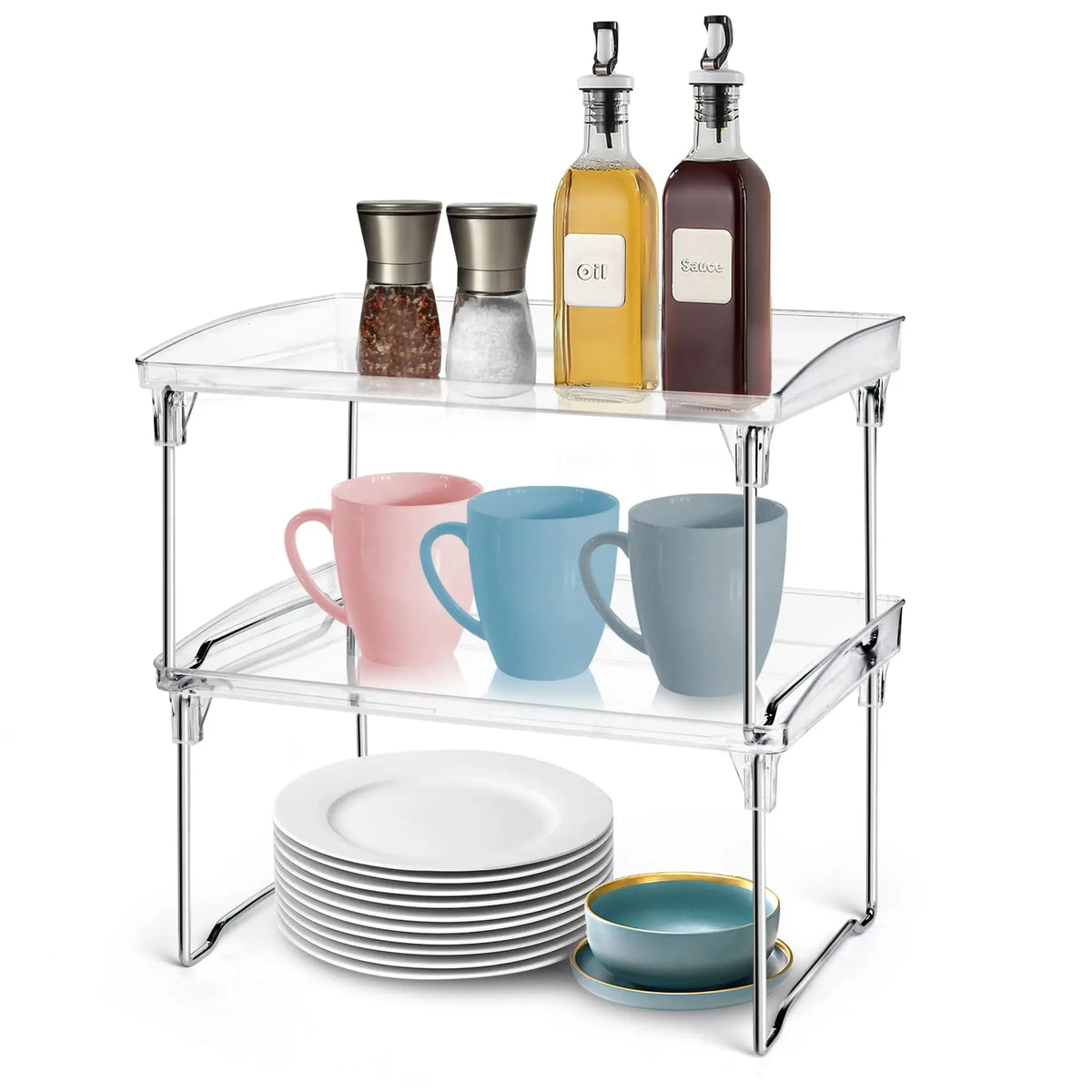 Prateleiras Dupla Decorativa em Acrílico Transparente – Organização Sofisticada para Casa ou Escritório