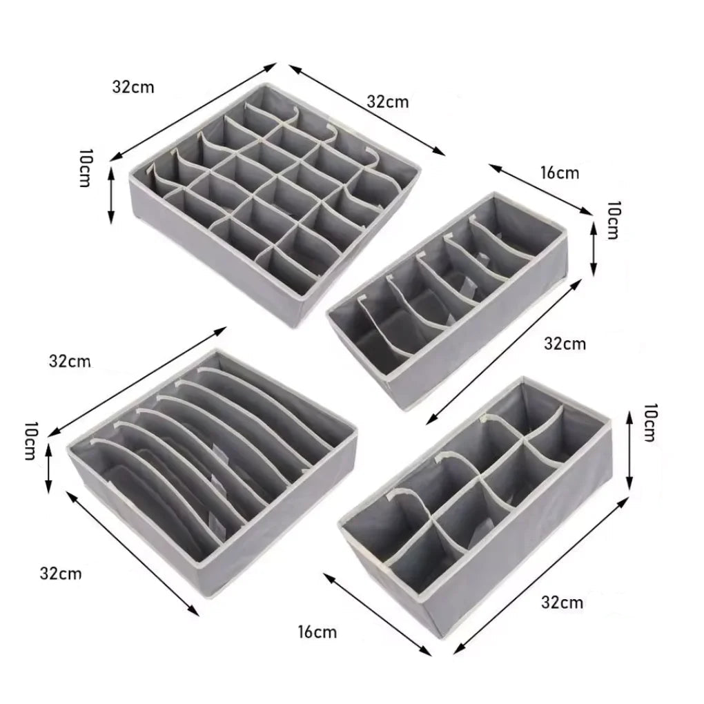 Organizadores de Gavetas para Roupas Íntimas Kit com 4  – Design Dobrável, Resistente à Umidade