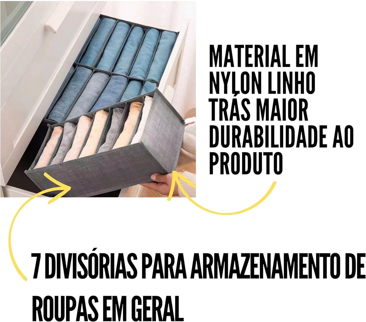 Organizador de Roupas com 7 Divisórias – Organização Inteligente para o Seu Dia a Dia!