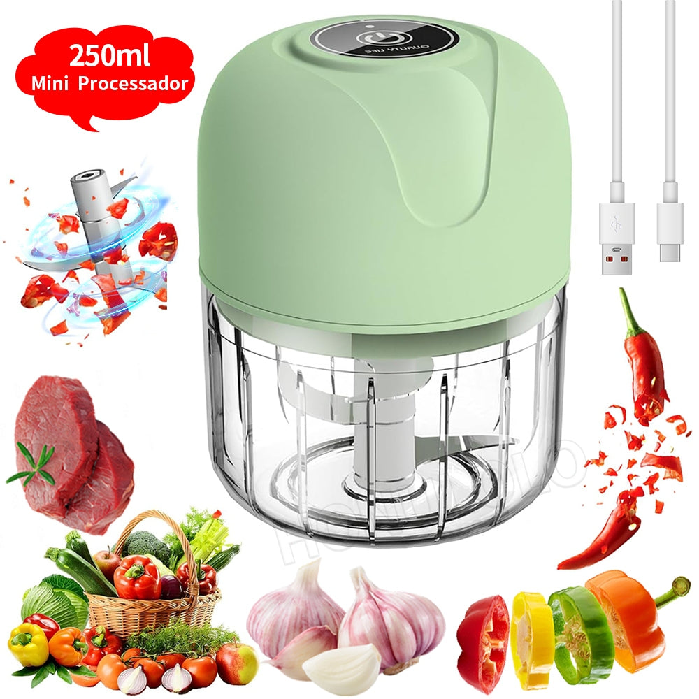 Triturador de Alho Elétrico Portátil – 3 Lâminas de Aço Inox